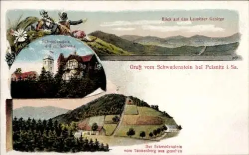 Ak Schwedenstein bei Pulsnitz, Lausitzer Gebirge, Tannenberg