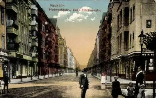 Ak Berlin Neukölln, Hobrechtstraße Ecke Bürknerstraße