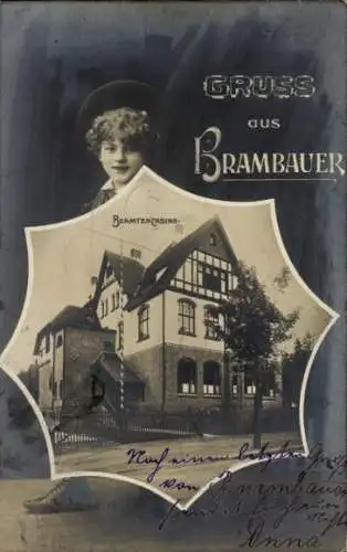 Ak Brambauer Lünen in Westfalen, Junge, das Beamtencasino, Gruss aus Brambauer