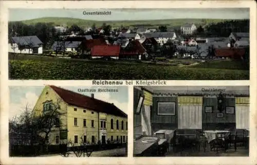 Ak Reichenau im Erzgebirge, Gesamtansicht, Reichenau, Gasthaus Reichenau, Gastzimmer