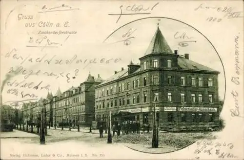 Ak Cölln an der Elbe Meißen Sachsen, Gruss aus  Zaschendorferstraße, Verlag Hofmann, Felsenkeller