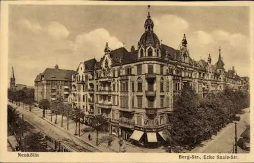 Ak Berlin Neukölln, Hasenheide, Stadtansicht, Gebäude an der Bergstraße, Saale-Straße