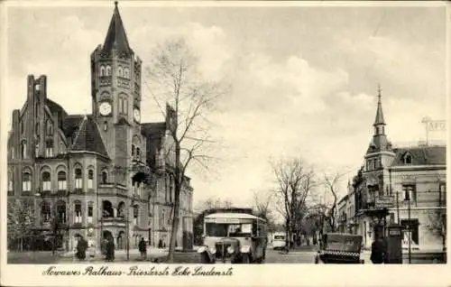 Ak Nowawes Babelsberg Potsdam, Rathaus, Straßenansicht, Stadtbus,  Architektur, Bäume