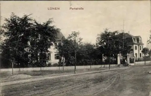 Ak Lünen in Westfalen, Hausfronten, Parkstraße, Bäume, Straßenansicht