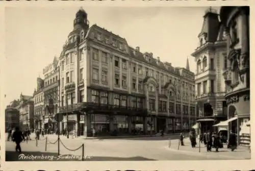 Ak Reichenberg in Böhmen Liberec Tschechien, Historische Architektur, Straßenansicht,  Atmosphäre