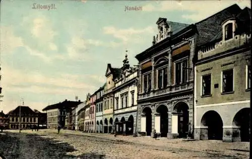 Ak Litomyšl Leitomischl Region Pardubice, Marktplatz,  Gebäude, Architektur, litauische Schrift, 