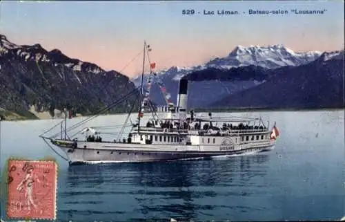 Ak Kanton Waadt Schweiz, Genfersee, Dampfschiff Lausanne