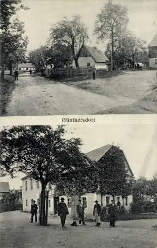 Ak Günthersdorf Gaußig Oberlausitz, Straßenpartie, Wohnhaus, Anwohner