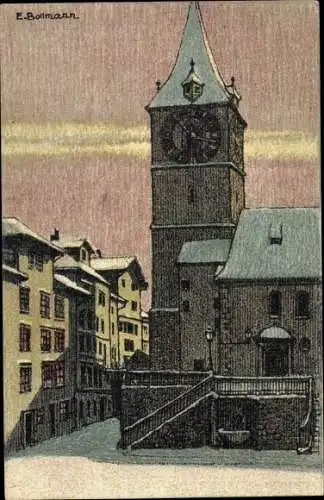 Künstler Ak Bollmann, E., Zürich Stadt Schweiz, St. Peter, Schlüsselgasse, Winter