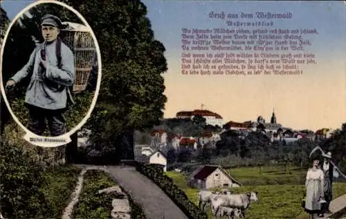 Ak Westerwald, Rauchender Mann, Westerwaldlied
