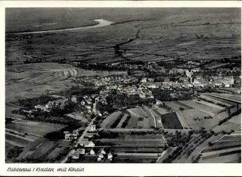 Ak Lichtenau in Baden, Fliegeraufnahme, Rhein