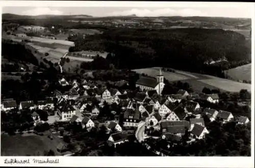 Ak Mainhardt in Württemberg, Luftaufnahme von  Landschaft, Kirche, Wohngebäude