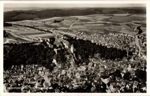 Ak Heidenheim an der Brenz Württemberg, Luftaufnahme von  Häuser, Felder, Berge