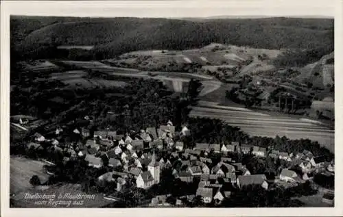 Ak Tiefenbach Östringen in Baden, Luftaufnahme von Tiefenbach, ländliche Umgebung, Ackerfelder, H