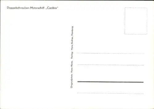 Ak Dampfschiff Caribia, Doppelschraubenmotorschiff, HAPAG, Hans Hartz
