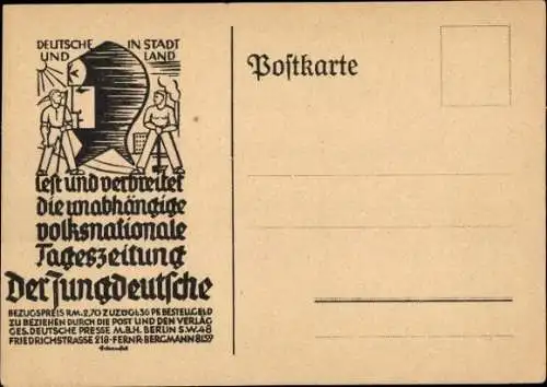 Künstler Ak Jungdeutscher Orden, Weimarer Republik, Tageszeitung der Jungdeutsche