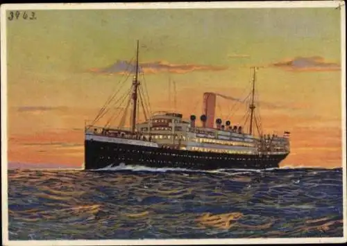 Künstler Ak Doppelschraubendampfer Saarbrücken, Norddeutscher Lloyd Bremen, Bordstempel