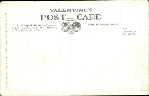 Künstler Ak TS Lady of Mann, Isle of Man