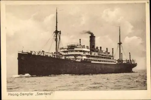 Ak HAPAG Dampfer Saarland, Passagierdampfer