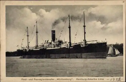 Ak Passagierdampfer Württemberg, HAPAG