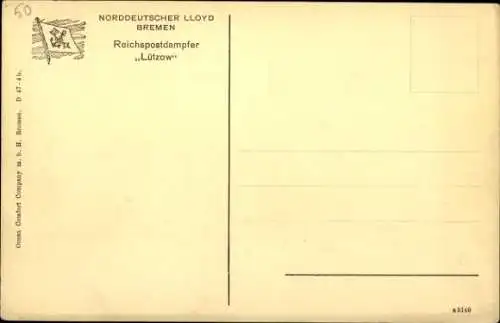 Ak Reichspostdampfer Lützow, Norddeutscher Lloyd Bremen