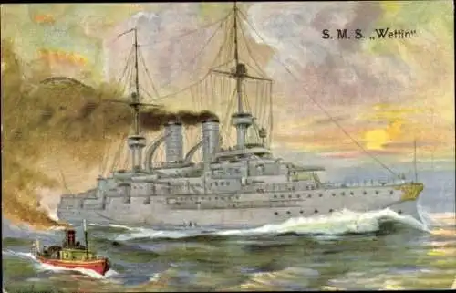 Ak Deutsches Kriegsschiff, SMS Wettin, Kaiserliche Marine