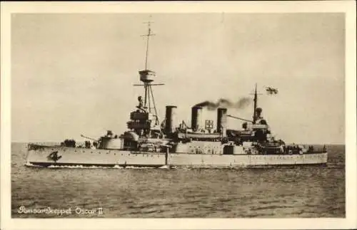 Ak Schwedisches Kriegsschiff, Pansarskeppet Oscar II
