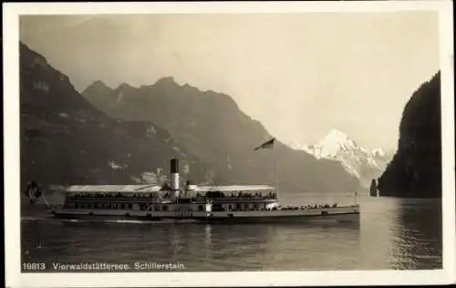 Ak Vierwaldstättersee, Dampfer Italia, Schillerstein