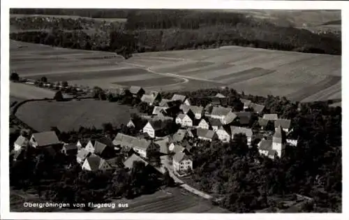 Ak Obergröningen Baden Württemberg, Luftaufnahme von  Wohnhäuser, umliegende Felder