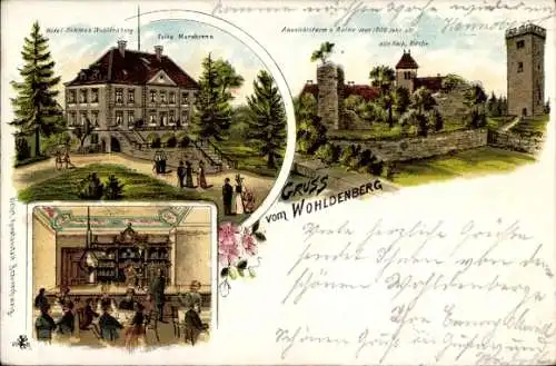 Litho Silium Holle in Niedersachsen, Burg Wohldenberg, Katholische Kirche, Aussichtsturm