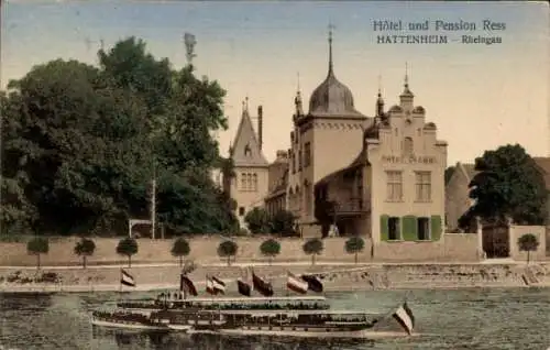 Ak Hattenheim Eltville am Rhein Hessen, Hotel und Pension Ress