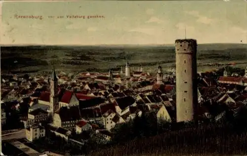 Ak Ravensburg in Württemberg Oberschwaben, Gesamtansicht, Veitsburg