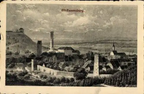Ak Ravensburg in Württemberg Oberschwaben, Gesamtansicht, Alt-Ravensburg