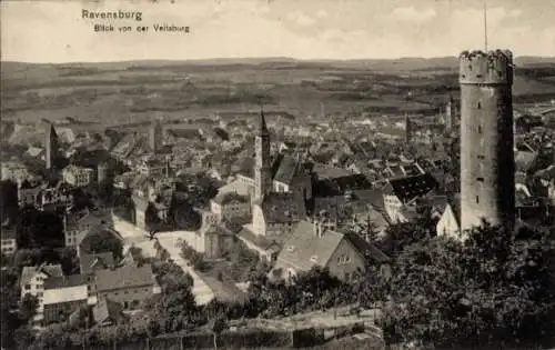 Ak Ravensburg in Württemberg Oberschwaben, Gesamtansicht, Veitsburg
