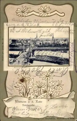 Präge Passepartout Ak Mülheim an der Ruhr, Gesamtansicht, Brücke