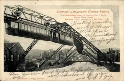 Ak Wuppertal, Elektrische Schwebebahn Elberfeld Barmen