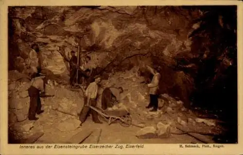 Ak Eiserfeld Siegen in Westfalen, Eisensteingrube Eiserzecher Zug, Bergleute