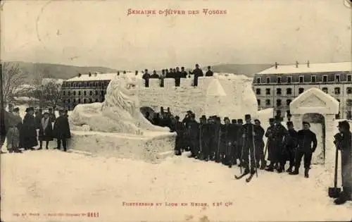 CPA Vosges, Forteresse, Lion en Neige