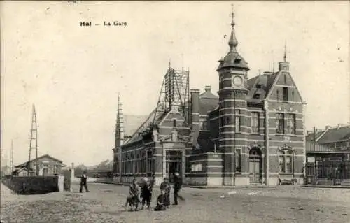 CPA Hal Brabant flamand Flandre, Gare