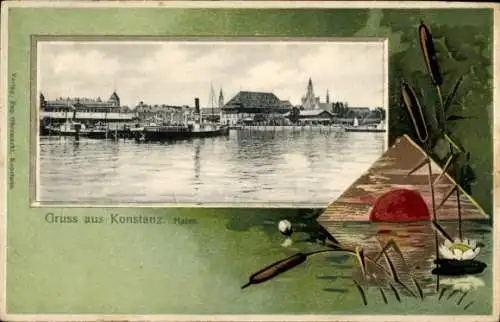 Präge Passepartout Ak Konstanz am Bodensee, Gesamtansicht