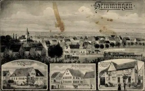 Ak Hemmingen in Württemberg, Gesamtansicht, Schulhaus