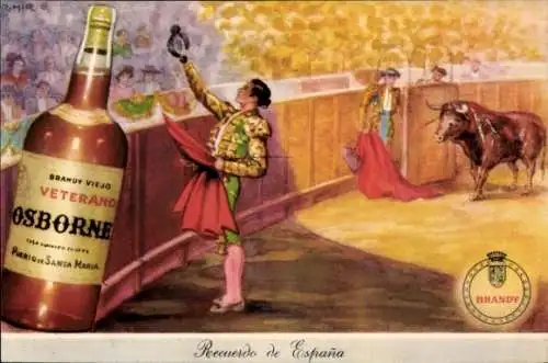 Ak Werbung, Alkohol Osborne, Brandy, Stierkampf