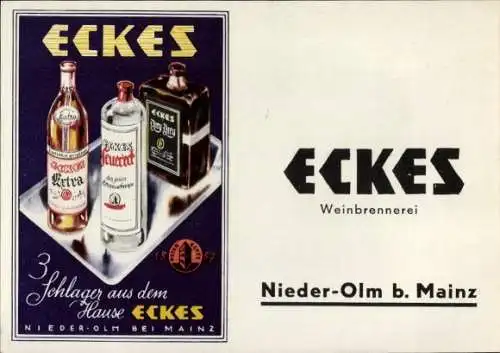 Ak Werbung, Alkohol, Eckes, Weinbrennerei, Nieder-Olm