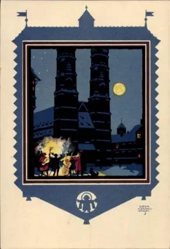 Passepartout Mondschein Künstler Ak Suchodolski, S. v., Pressefest, Deutsches Theater, 1922