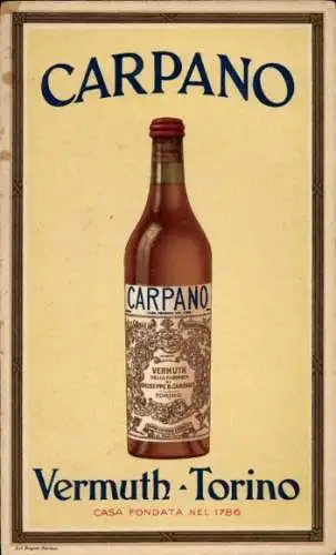 Ak Werbung, Alkohol, Carpano, Vermuth-Torino