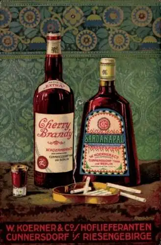 Künstler Ak Reklame, Alkohol, Cherry Brandy, Sardanapal