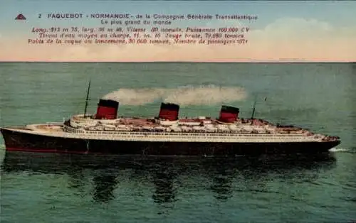 CPA Paquebot Normandie, Compagnie Générale Transatlantique