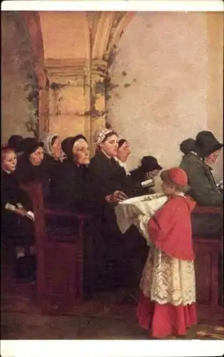 Künstler Ak Dagnan-Bouveret, Pascal Adolphe, Des geweihte Brot