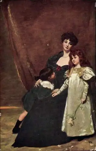 Künstler Ak Carolus Duran, Portrait Madame C. E. mit Kindern