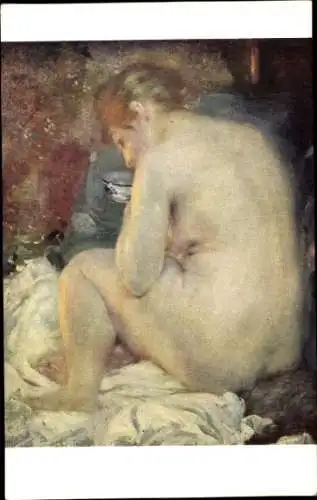 Künstler Ak A. Besnard, Frau wärmt sich